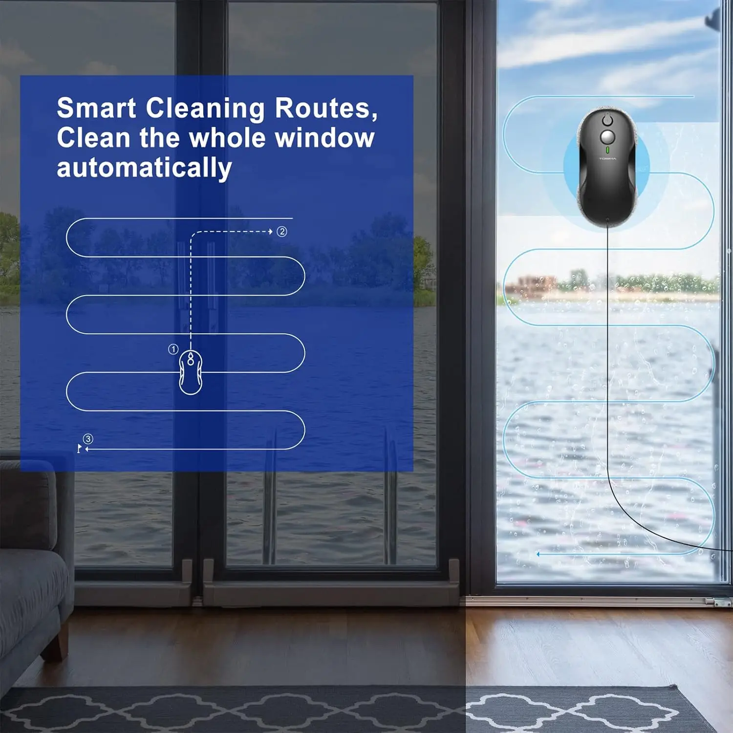 Window Cleaning Robot - Dual Direction Auto-Spray Smart Window Cleaner with Triple Safety System, Smart Navigation
