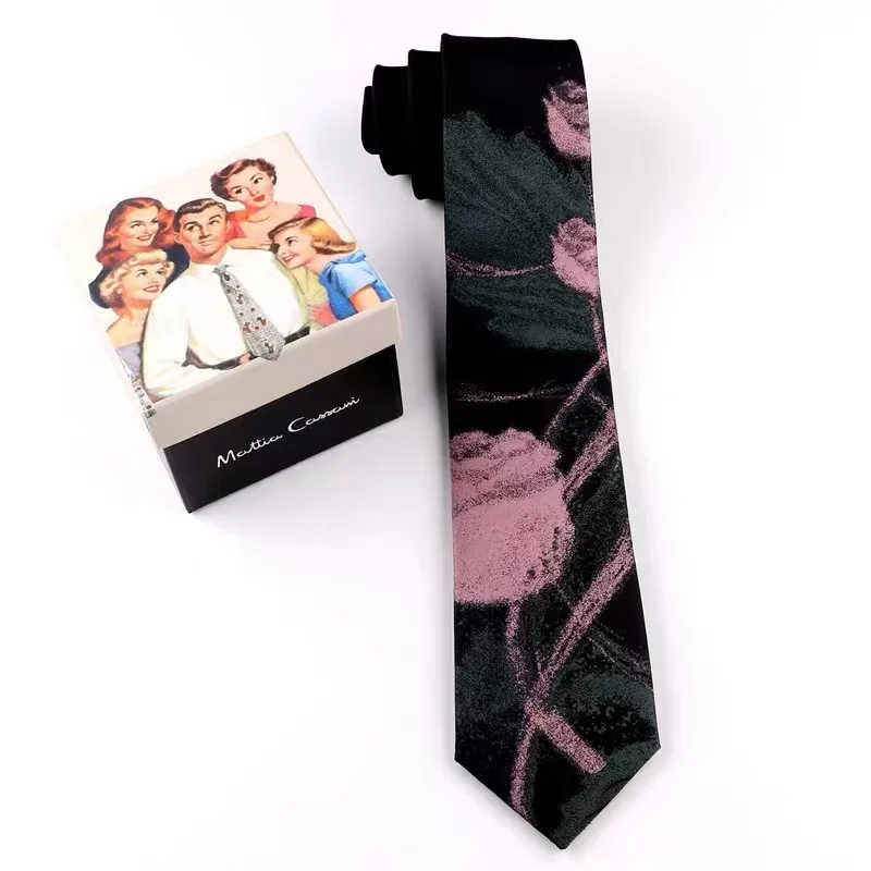 Атласный Галстук с принтом розы галстук для студенческой униформы девочек оптовая цена от производителя галстуки индивидуальной