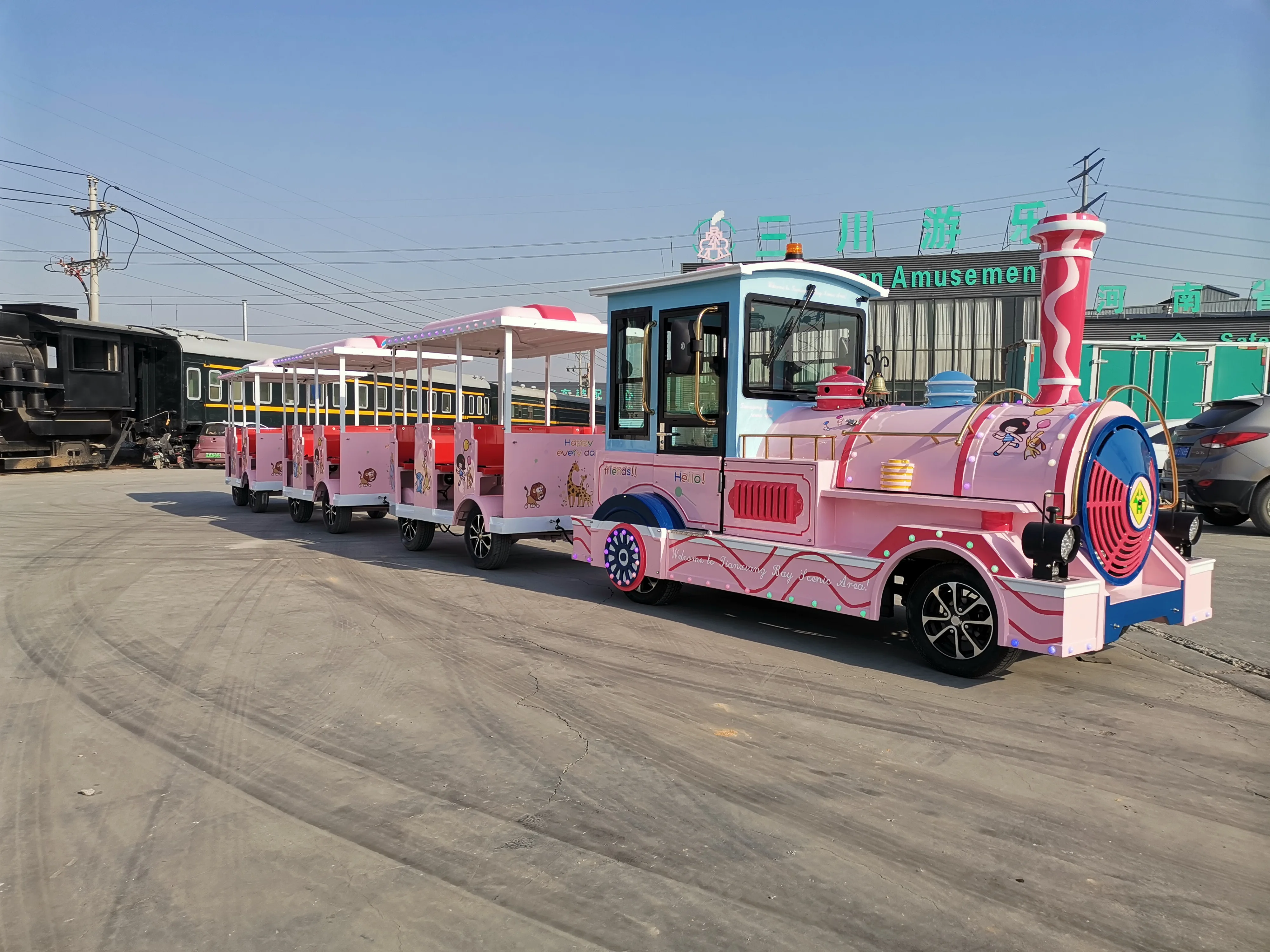 2024 NEW design trackless train electric 27 Seats Kids Electric Train toy Amusement Park Rides Attraction  Diesel Steam Train