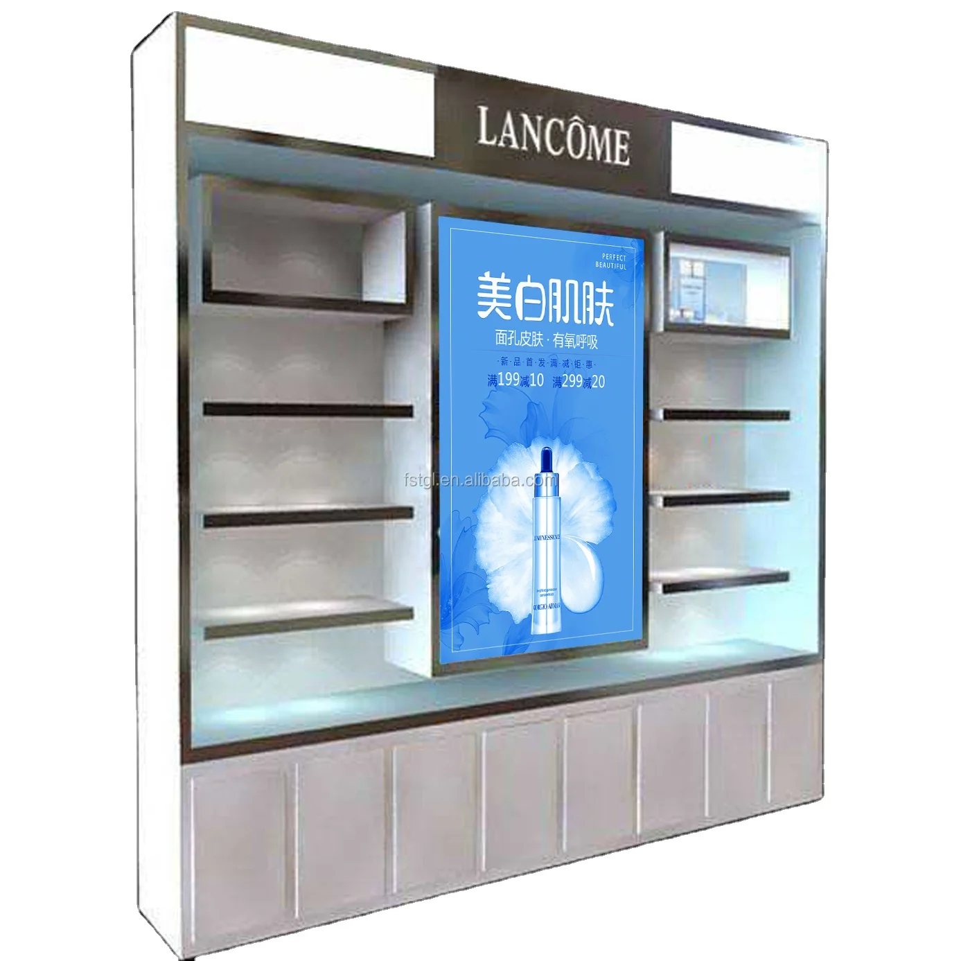 Rustic look solid wood display cosmetic storage cabinets for sale wood cosmetic display cabinet