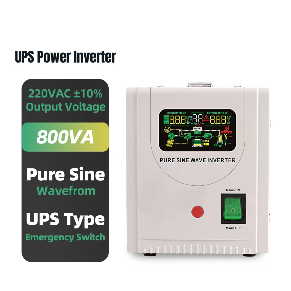 Высокая эффективность 800VA 1000VA 12v постоянного тока до 220v неэлектрифицирован инвертор синусоидального колебания электрической системы умное зарядное устройство для аккумуляторов солнечный с pwm UPS AVR