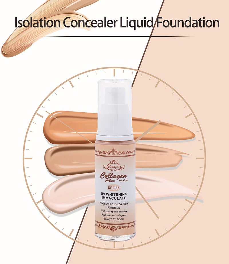 Full Coverage Liquid Foundation Private Label Collagen Waterproof Liquid Foundation Mineral Makeup Liquid Foundation