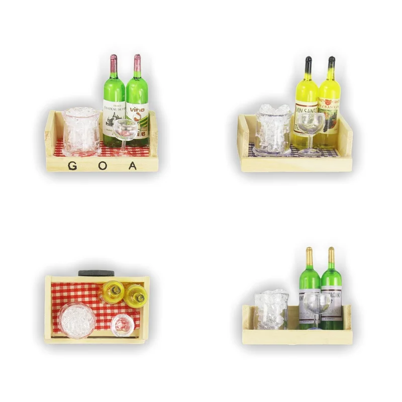 Wholesale Creative Mini Wine Glass Wine Rack Fridge Magnet Custom Home Decor Wooden Fridge Magnets