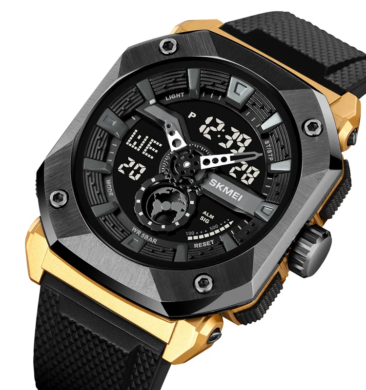 SKMEI 2272 MEN DIGITAL WATCH STAINLESS STEEL CASE DUAL TIME FASHION WATERPROOF WATCH