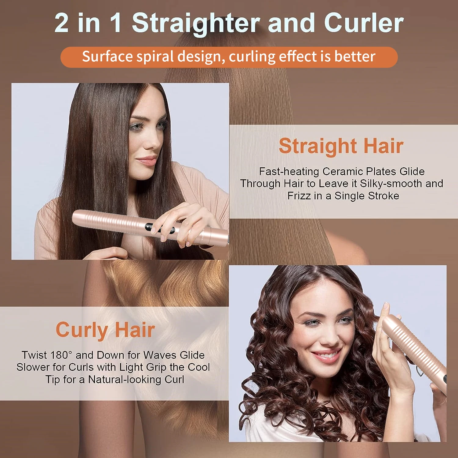 Electric Fast High Temperature Salon Lcd Screen Splint Tools 2 In 1curler Portable Professional Infrared Anion Hair Straightener