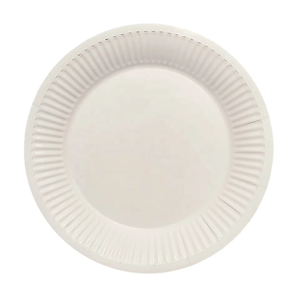 Eco Custom Disposable 7, 9 Inch White  party Paper Plates dish Uncoated Custom Print Paper Plate
