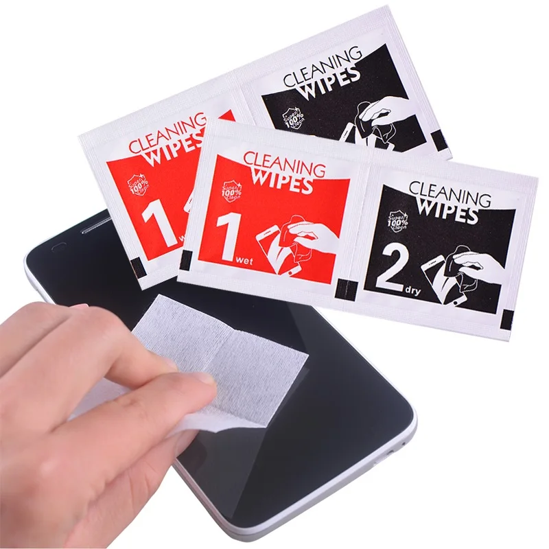 Безворсовые одноразовые салфетки для очистки экрана смартфона, влажные сухие спиртовые салфетки