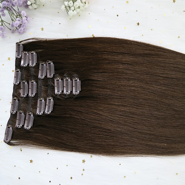 Wholesale Brazilian Human Double Drawn Virgin Hair Extention Customized Human Remy Clip In Hair Extensions