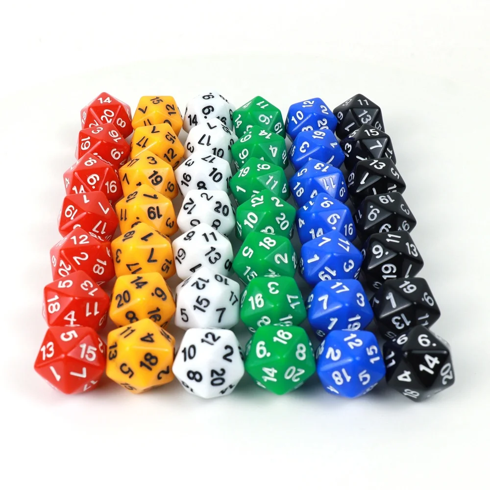 Wholesale colorful d20 sided dice custom acrylic bulk polyhedral stone dice with number for playing drinking game or casino