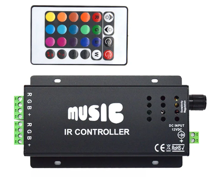 TQ 2 выхода RGB ИК музыкальный контроллер DC12/24V 3CH ИК-пульт дистанционного управления TQ-020IR