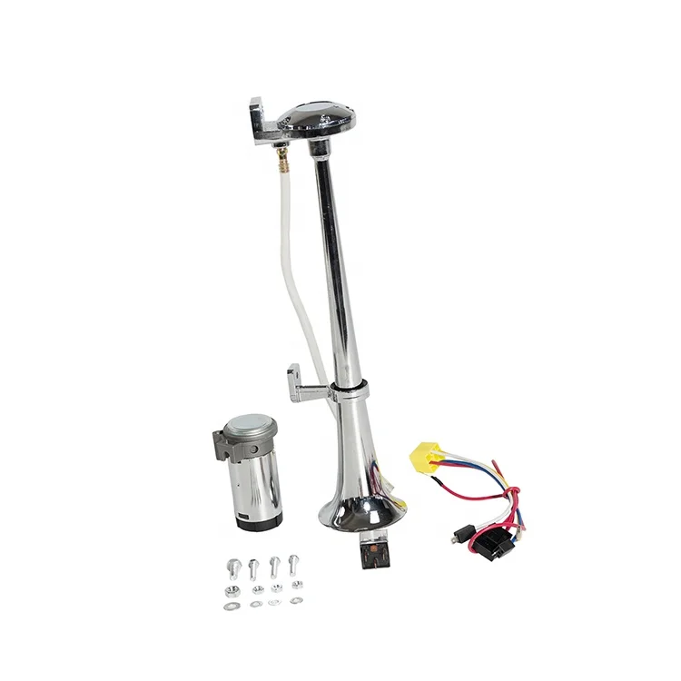 Factory sale customized zinc alloy material chrome truck trumpets single air horn with 12 volt solenoid valve