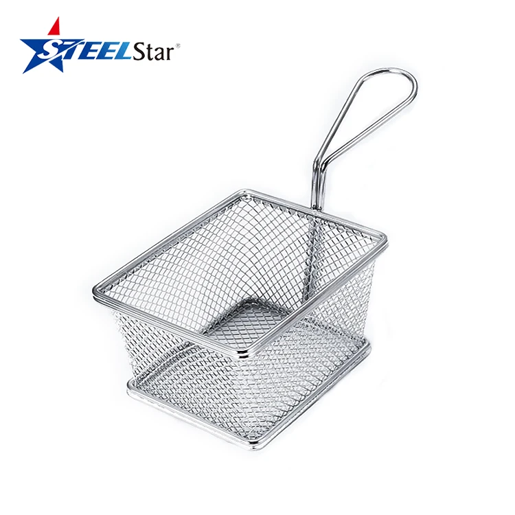 High Quality Stainless Steel Mini French Fry Basket For Fried Chip& Chicken Kitchen Metal Customized Steel Stainless Logo