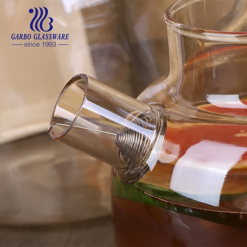 1L-2L Ion Electroplated Bamboo Lid glass Teapot Set Juice Container Heat Resistant Borosilicate Glass Tea Pots Kettle