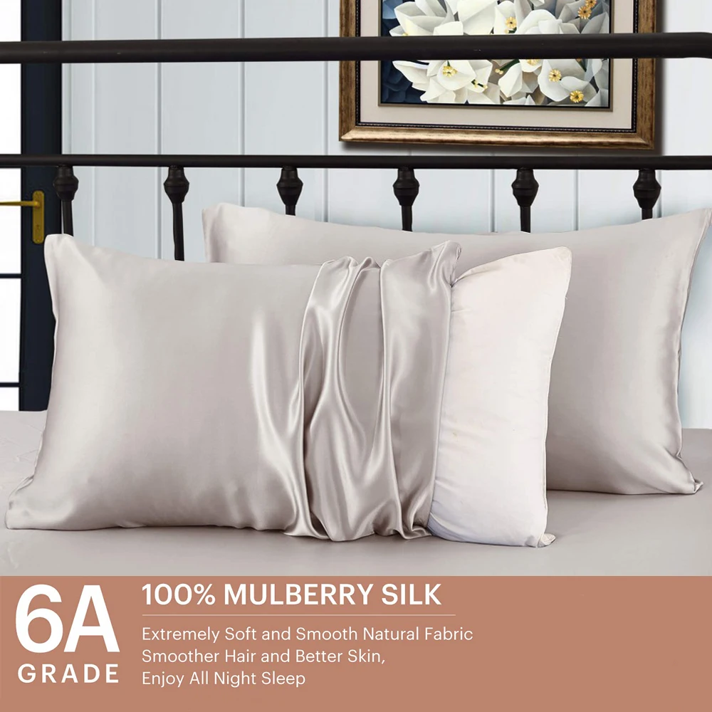 Wholesale pure color 100% mulberry silk 22mm pillowcase silk pillow case  for home use OEKOTEX-100