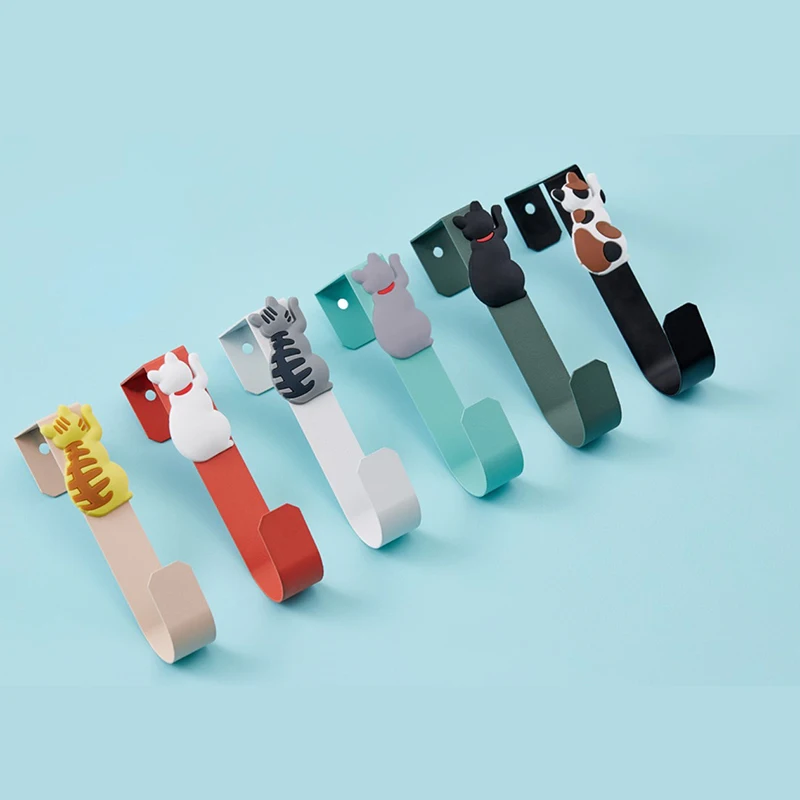 Over The Door Hooks Sturdy Metal Single Over Door Hooks Simple Nordic Style Cat Hooks for Hanging Towels Clothes Bathroom