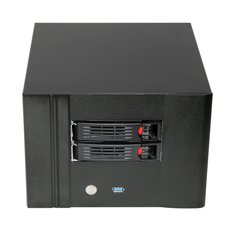 Pop hot swap 2 bays NAS server chassis FLEX PSU Mini ITX server case for network storage