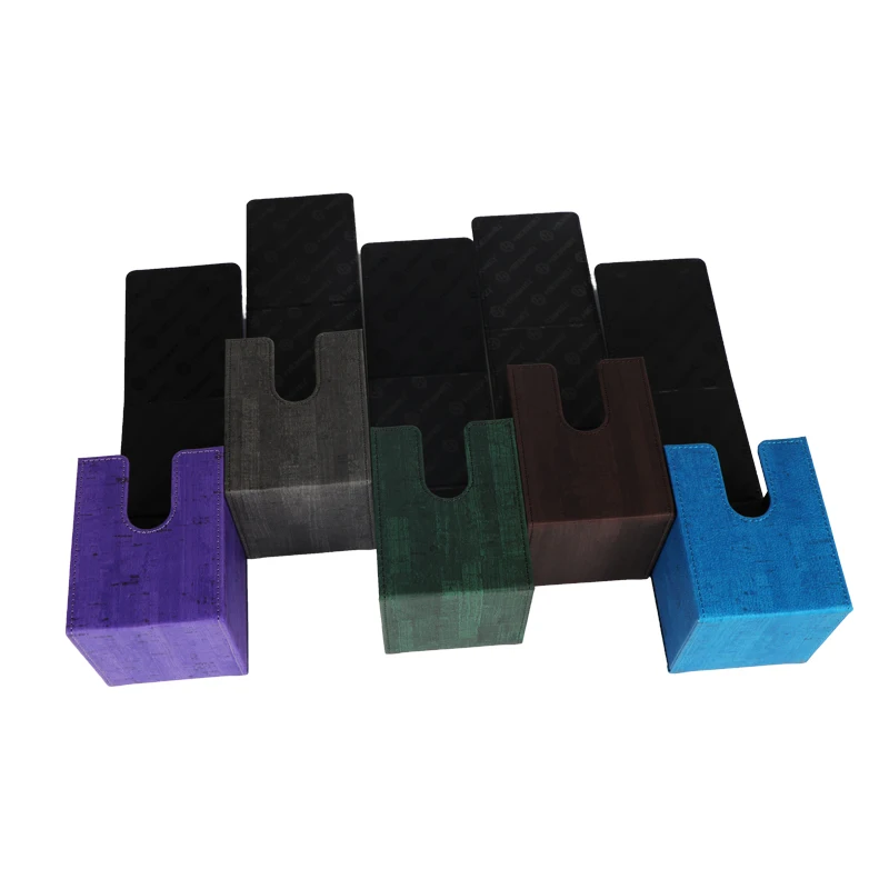 Pu Leather Board Game Accessories Products Storage Flip Deck Box Leather Card Square Stamping Collecting Card Accept CN;GUA