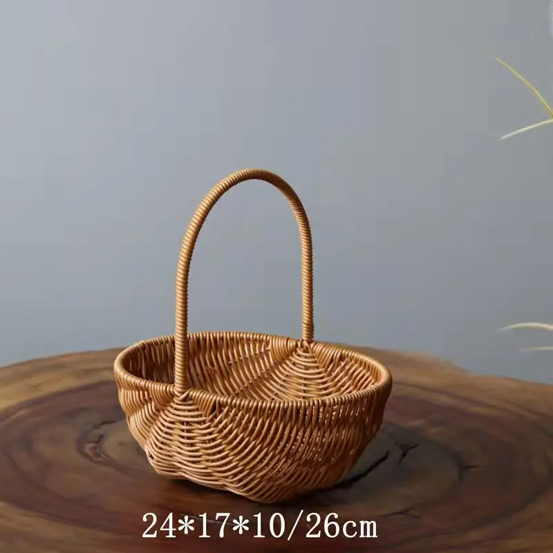 New Stock Rattan Hanging Box With Flower Ribbon Gift Woven Storage Bins Wedding Decoration Flower Girl Wicker Basket Gift Basket