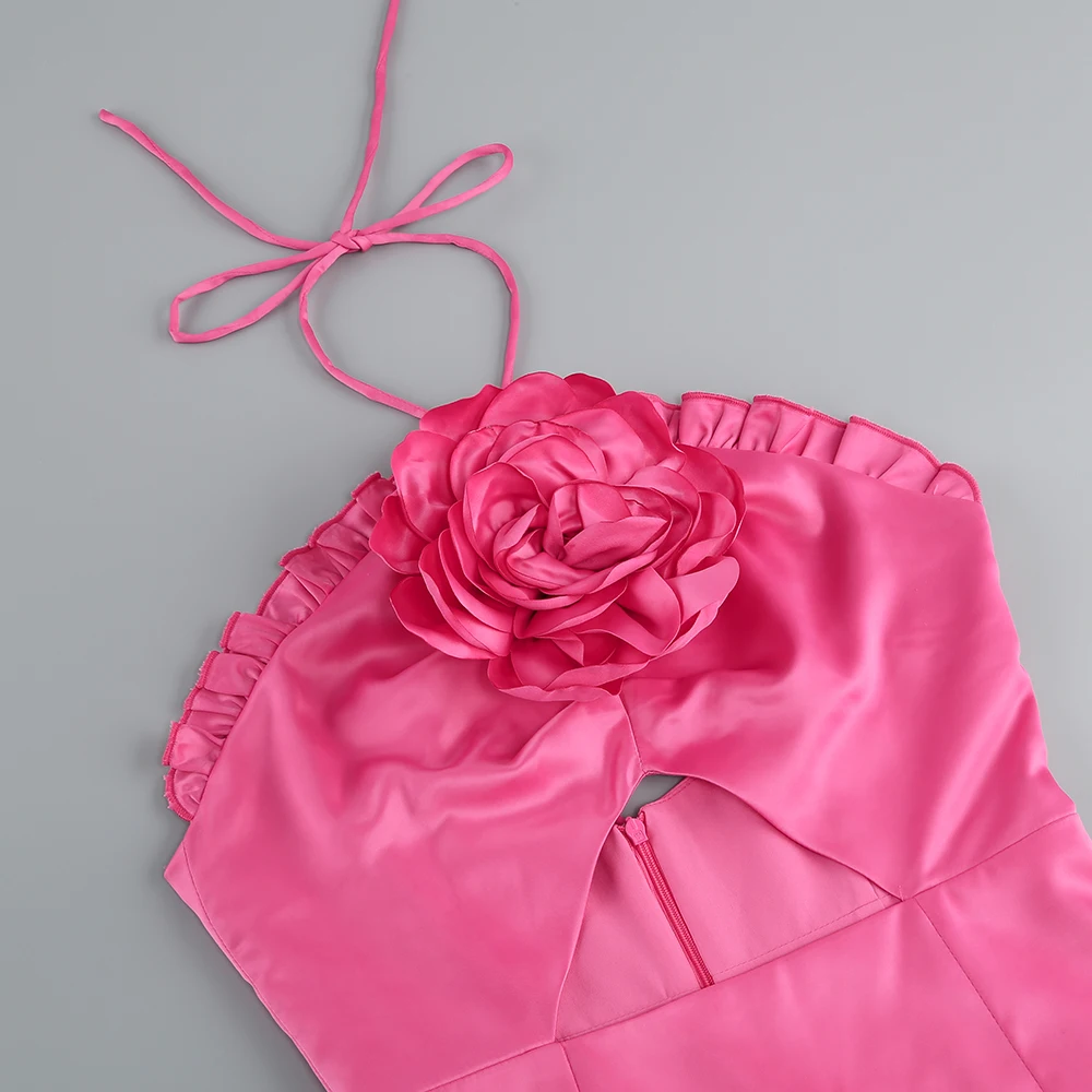 SB2563 Women Floral Satin Dresses High Slit Sleeveless Bodycon Prom Dress Party Club Sexy Maxi Dresses