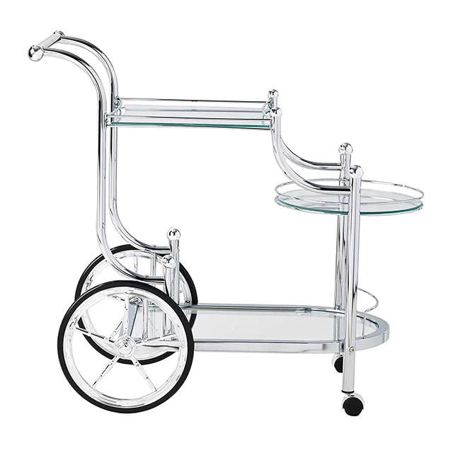Luxury gold silver metal glass tea wine food catering drinks serving trolley bar cart for hotel restaurant wedding party