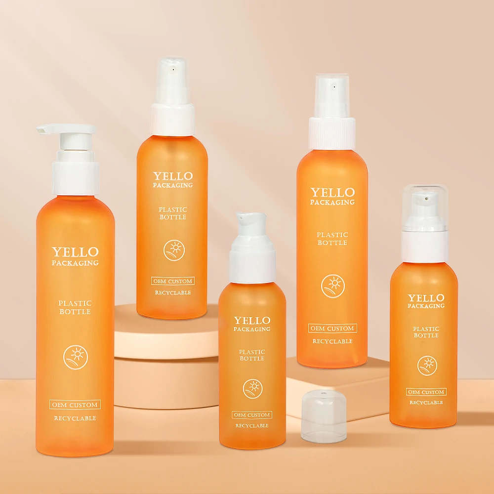 Empty 30Ml 50Ml 100Ml 250 Ml 8 Oz 500Ml 16Oz Clear Yellow Pet Pcr Plastic Liquid Fine Mist Spray Bottles With Spray Pump