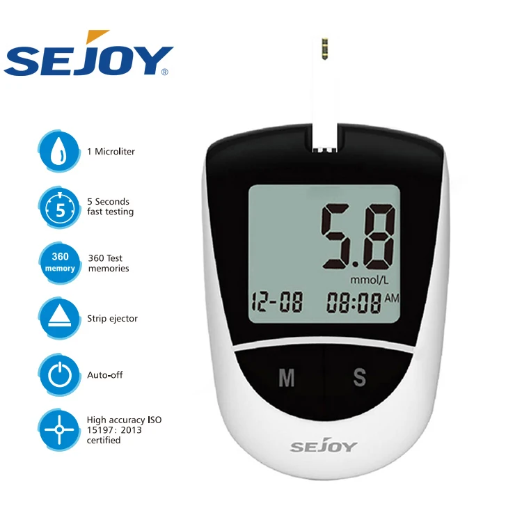 Sejoy Monitoring Glucose Meter Diabetes Glucometre Medical Blood Sugar Test Kit