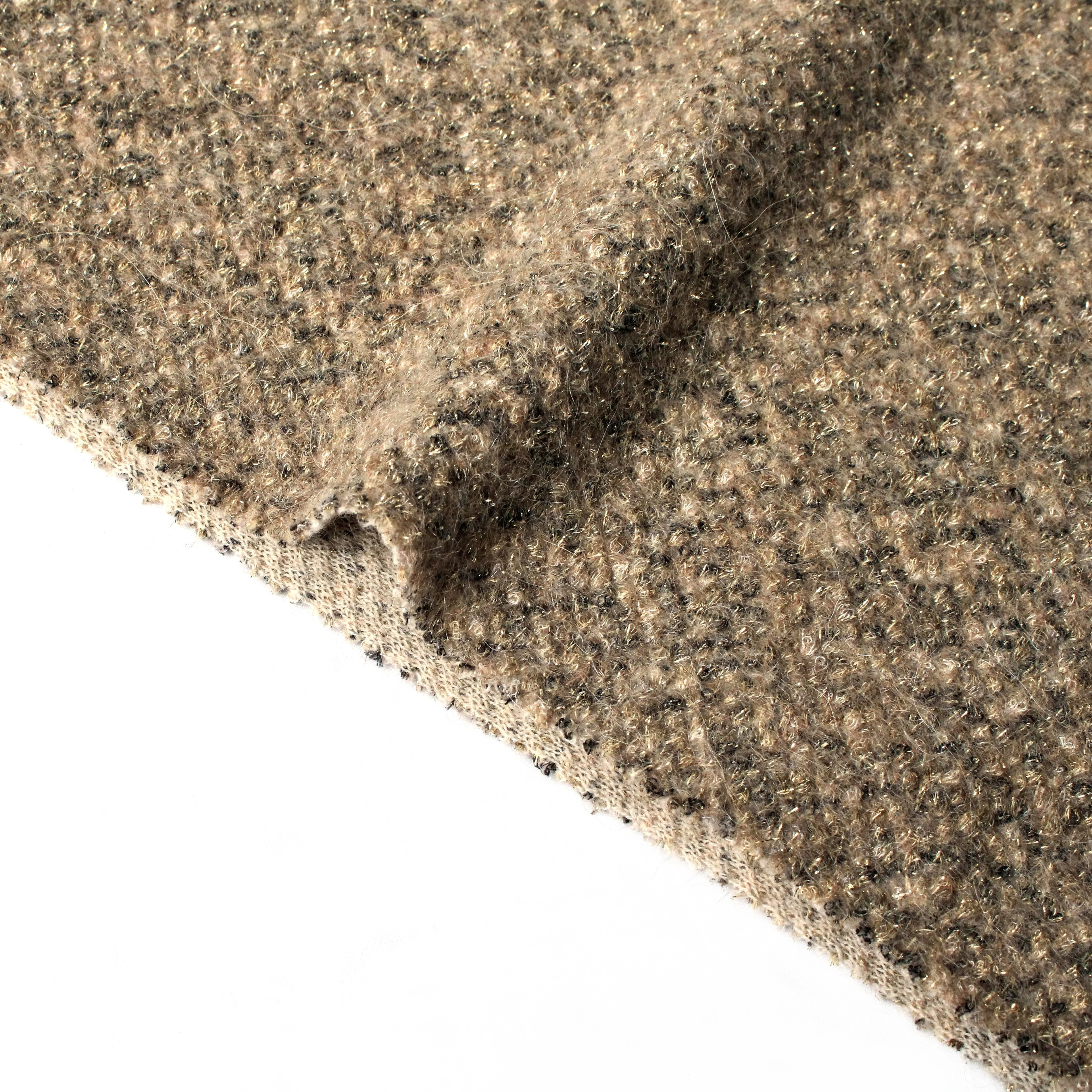 High Quality Newest Shinning Fish Scales Style Knitted Print Silk Sliver Wool Alpaca Mohair Fabric for Women Suit Coat Dress