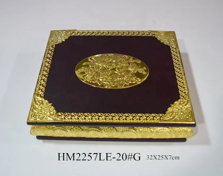 Islam Koran metal gold silver frame green red wooden quran book gift box
