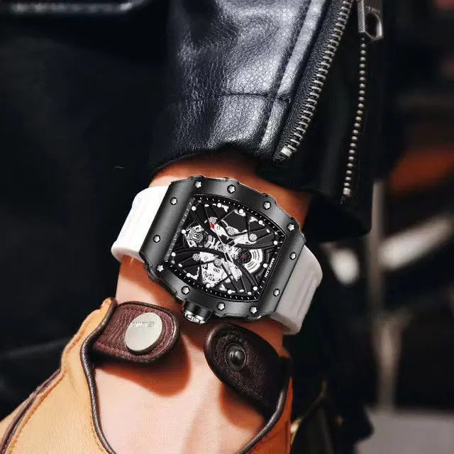 2022 Business Mens Watches Top Brand Luxury Big Dial Waterproof Creative Black Quartz Tonneau Male Wristwatch Montre Homme