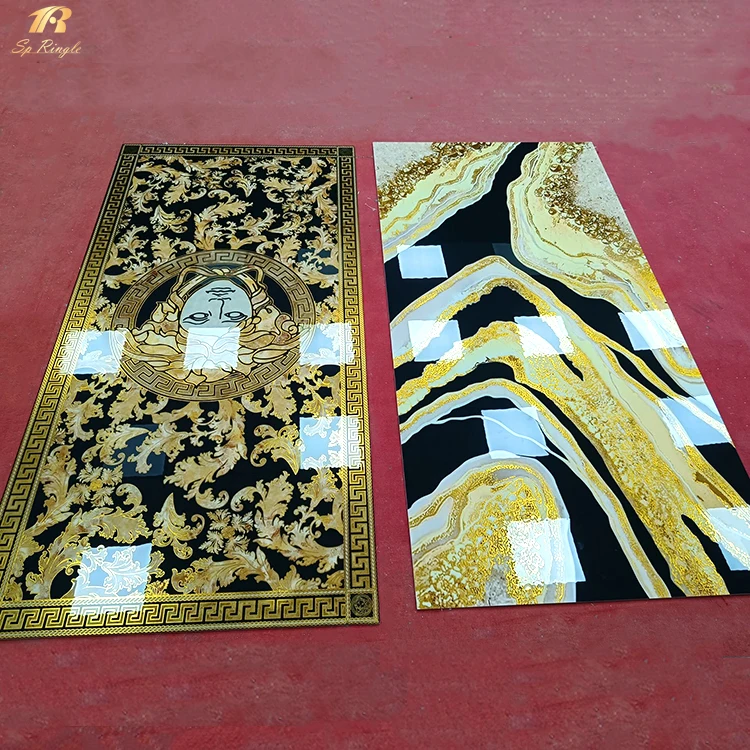 Black gold foshan glazed marble look slab tile floor tiles marble wall carpet porcelain polished glazed marble look slab tile