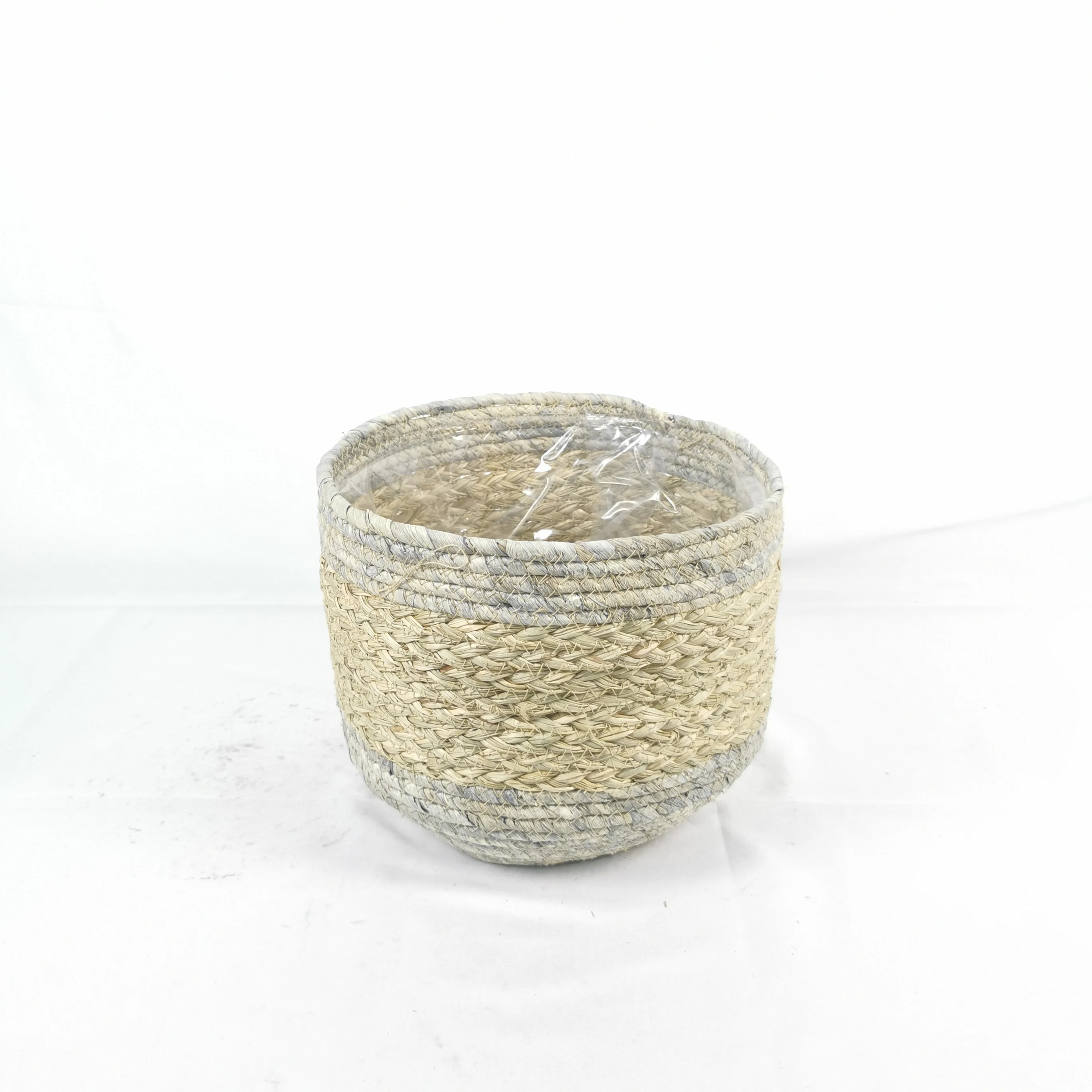 Natural corn rope eco-friendly woven flower pot for indoor or dry outdoor