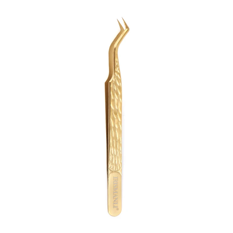 IRISMANLI Premium Stainless Steel Golden Lashes Tweezers Set Custom Logo Precision Pointed Tweezers