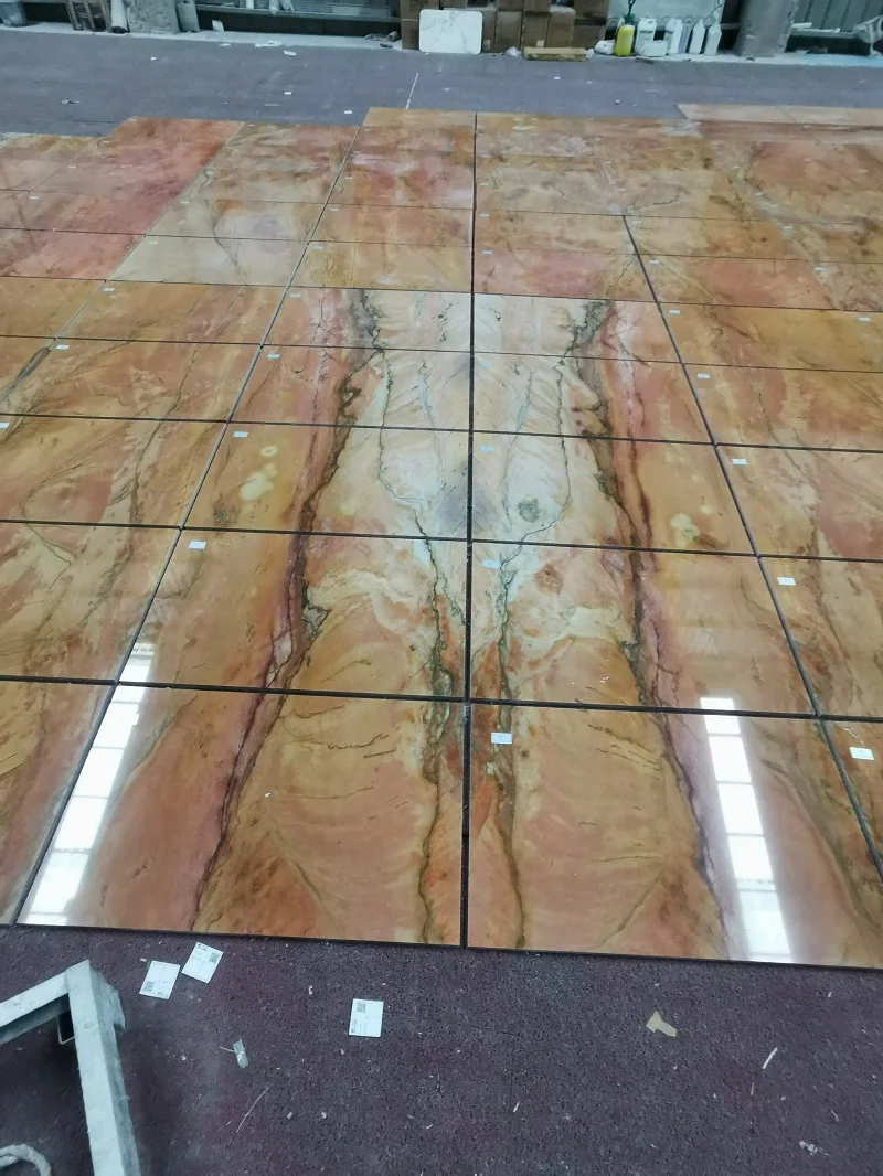 Luxury Polish Yellow Color Marble Rainbow Impression Stone Floor Wall Tiles Prices