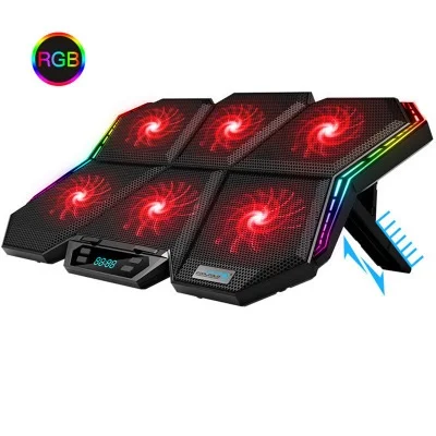 gaming RGB laptop cooler 12-17 inch Led Screen Laptop cooling pad Notebook cooler stand with Six Fan and 2 USB Ports