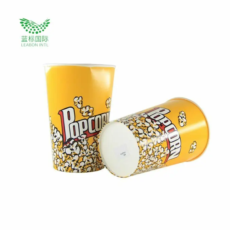 Popcorn Buckets Green Craft Paper Material & High Quality Big Movie Paper Disposable Food Grade Cup Paper Custom LOGO Printing