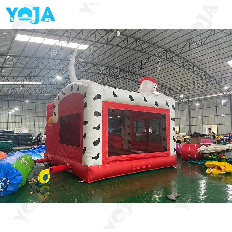 Dalmatian dog inflatable bounce house for kids with slide 4.5X4.5X4M