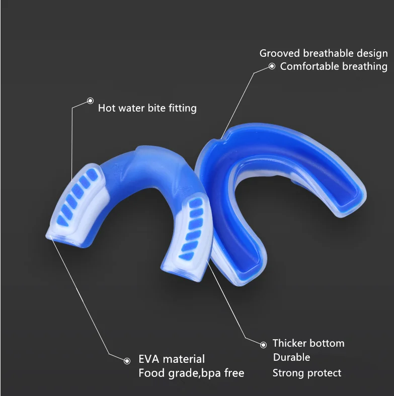 Wholesale eco friendly eva material kids adult sports teeth guard mouth piece sports gum shields mouth guards boxing custom