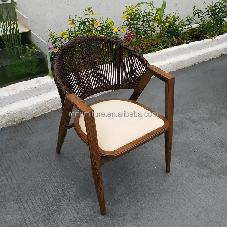 Hot Sales High Quality Aluminum Frame Outdoor Garden Chair French Style Restaurant Used Rope Armchair Dining Chair for Bistro