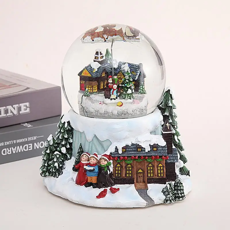 Custom Snow Globe Christmas Presents christmas decorations Snow Globe Music Box Novelty Gifts Resin Crafts Holiday Decorations