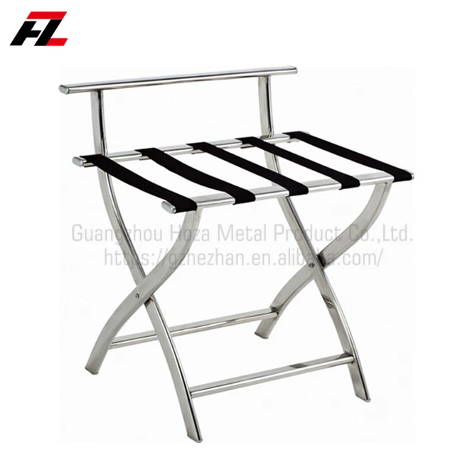 
Hotel Room Stainless Steel Folding Luggage Rack With Back Rest Baggage Holder Hotel Luggage Rack Stand 