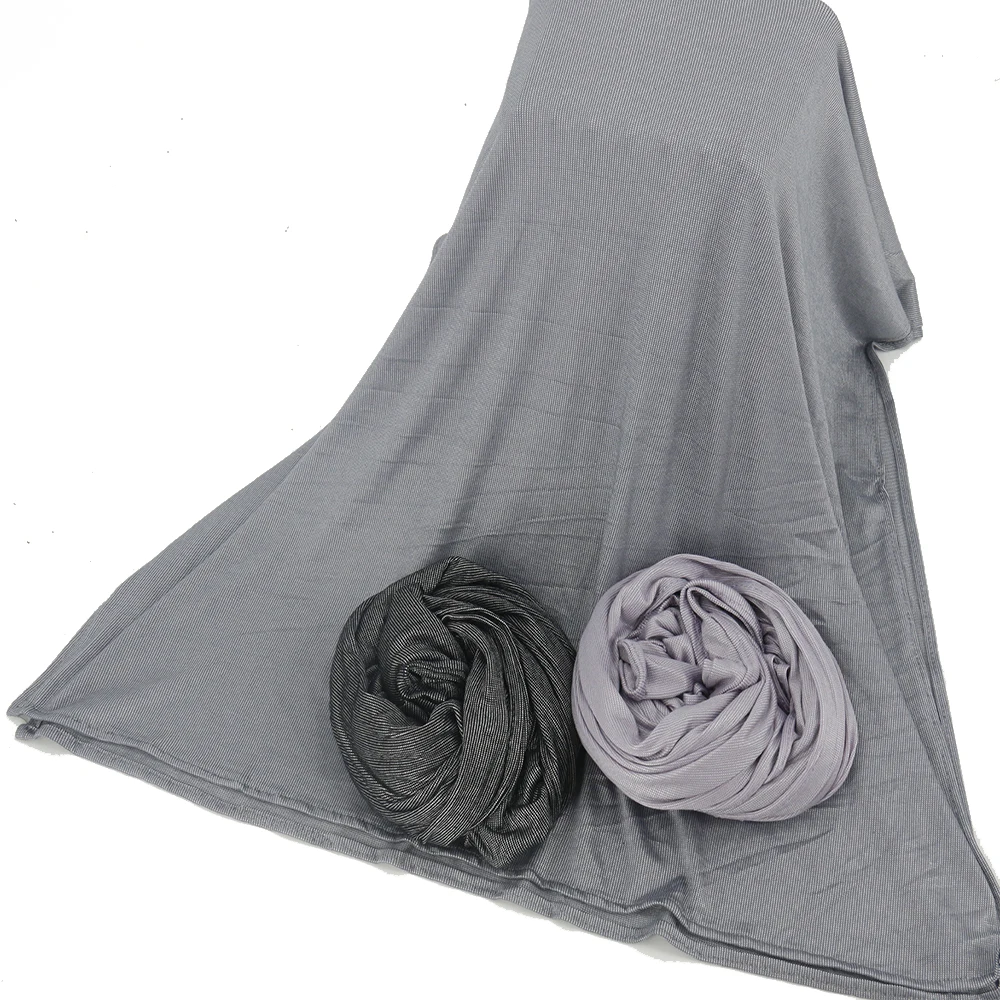 New style In Stock ribbed jersey hijab scarfs Wholesale cotton Muslim women jacquard knitted jersey hijab
