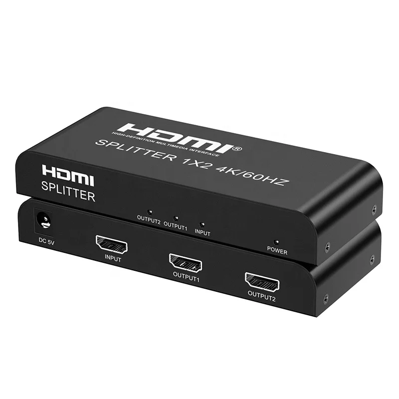 2 Ports HDMI 2.0 Splitter 1 In 2 Out HDCP 2.2 4K 60Hz 1080P Full HD HDR HDMI Splitter 2.0 1x2 For Dual Monitors Extended Display