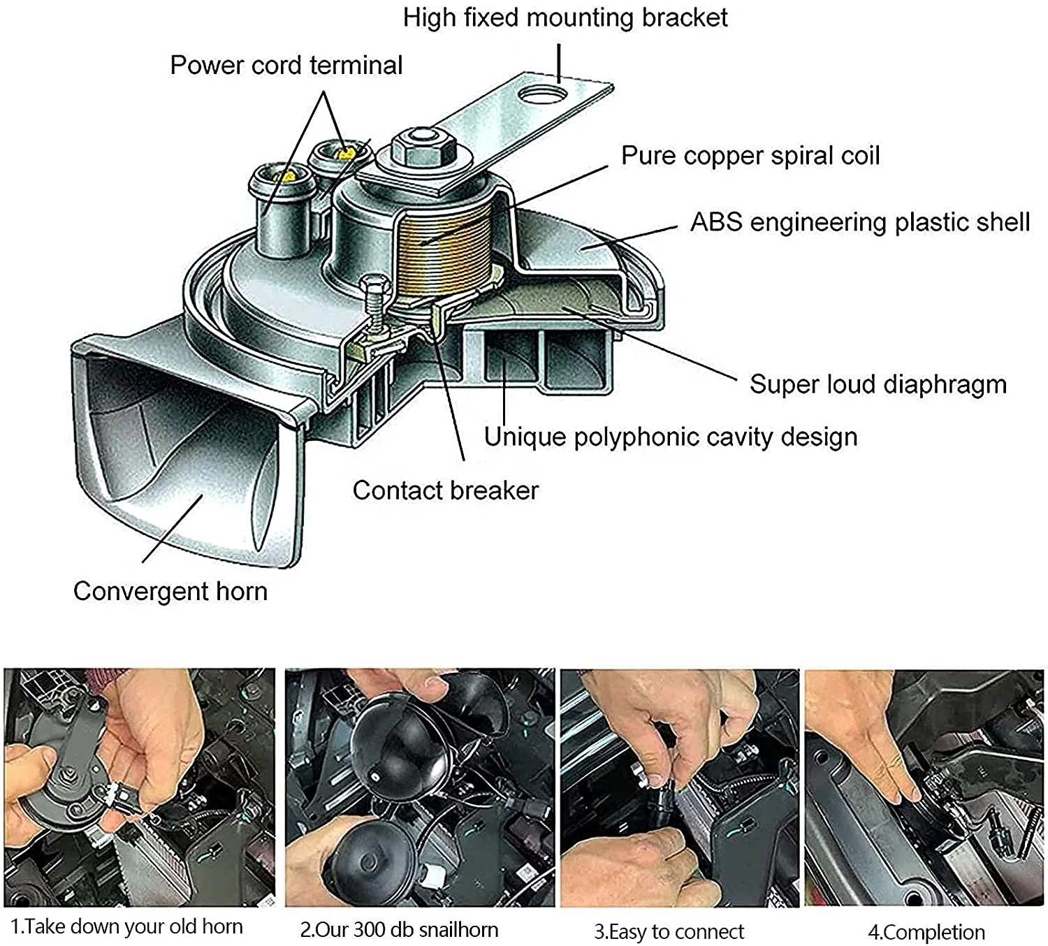 Автомобильные аксессуары, Красный Автомобильный звуковой сигнал, супер громкий Универсальный Автомобильный звуковой сигнал с улиткой, 12 В