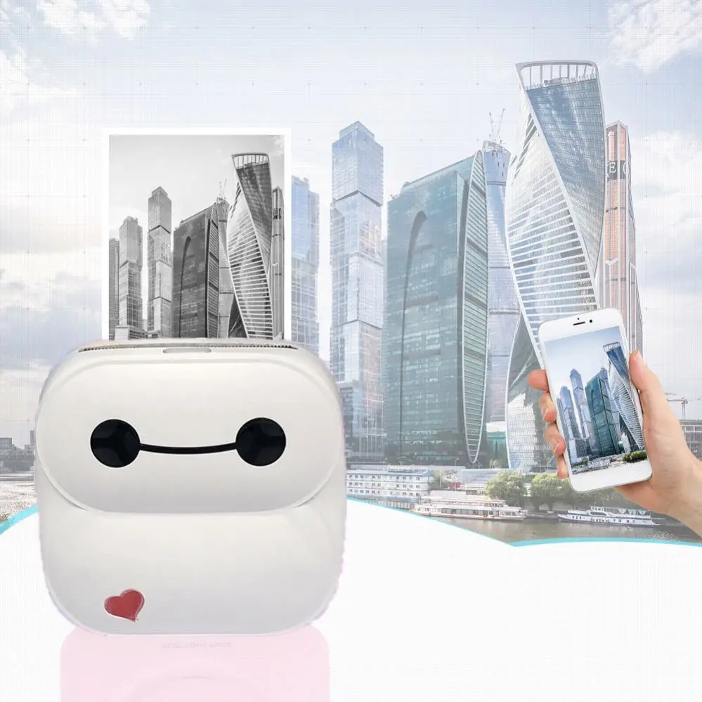 Мини Портативный Карманный фотопринтер с Bluetooth и Wi-Fi для