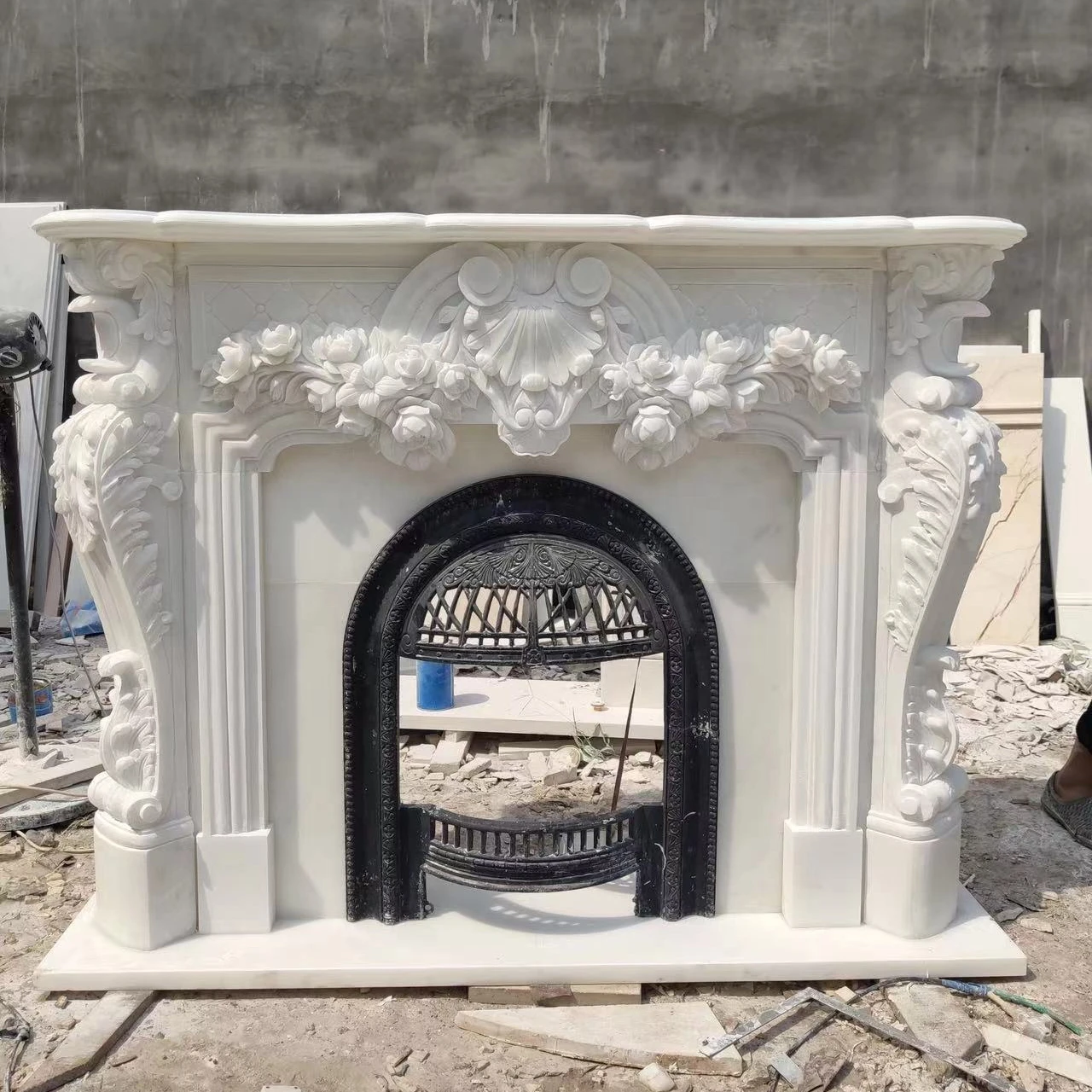 Natural Marble Fireplace Hot Selling Hand Carved Natural White Marble Fireplace