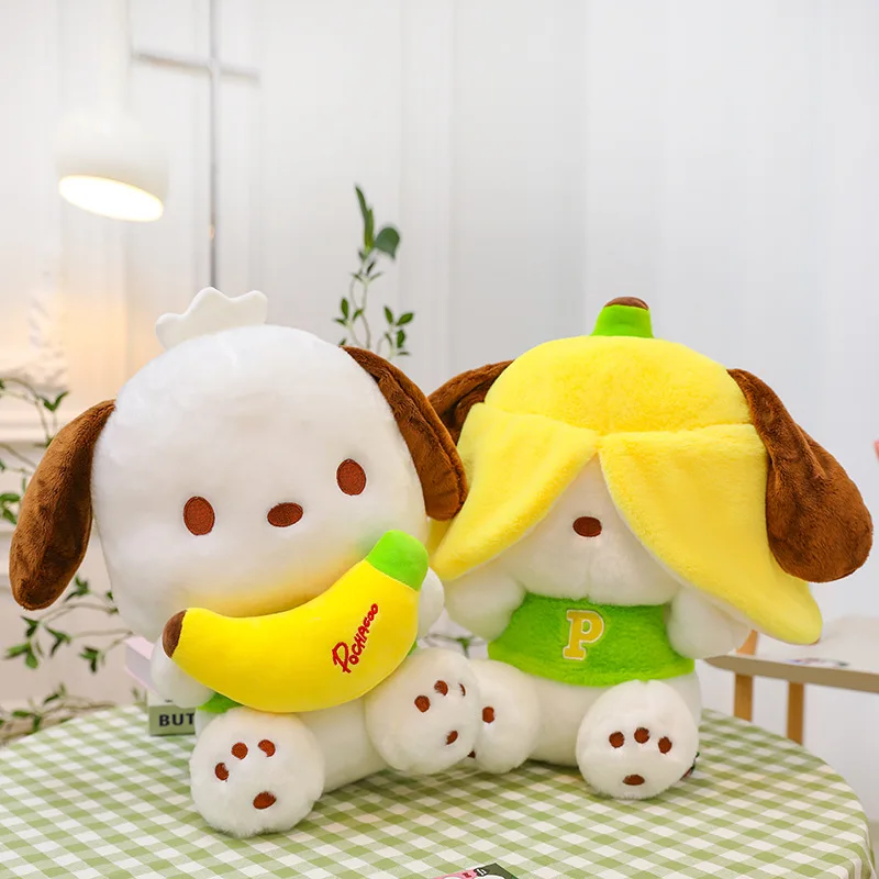 35cm Cute Banana  Plush Toy Kawaii Big Ear Dog Cartoon Plushies Soft Stuffed Doll Girl Bed Sleep Cushion Pillow Gift