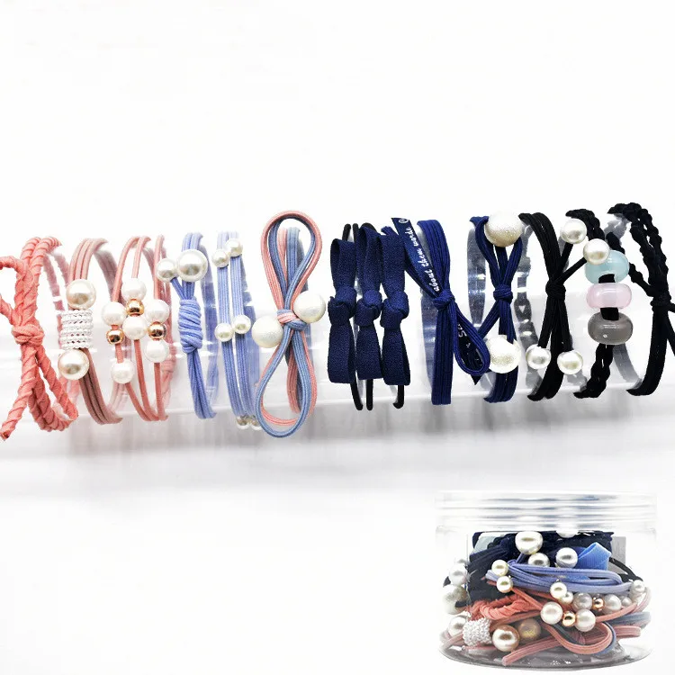 12Pcs Elastic Hair Tie Band for girl and woman Mix Styles Rubber Hair Accessories By Bag Packing