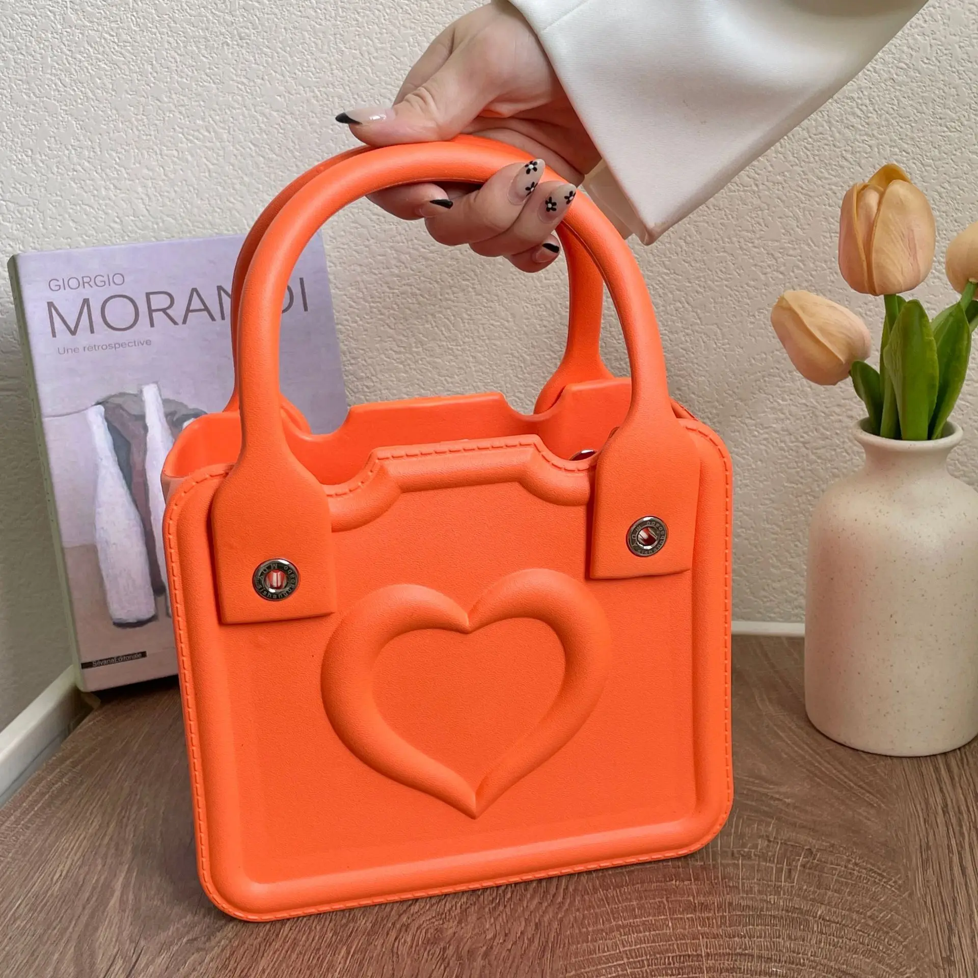 Wholesale Custom Neoprene Summer Tote Bag Personalized Pink Beach Bag Cooler for Kids Eva Woman Handbags Candy Tote Bag Charms