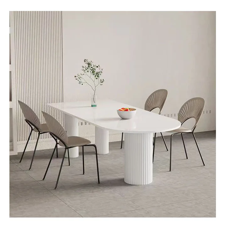 Modern Rectangular Semi-Arc Marble Dining Table Simple Rock Slab Island for Home or Office for Hotel or Bedroom Use