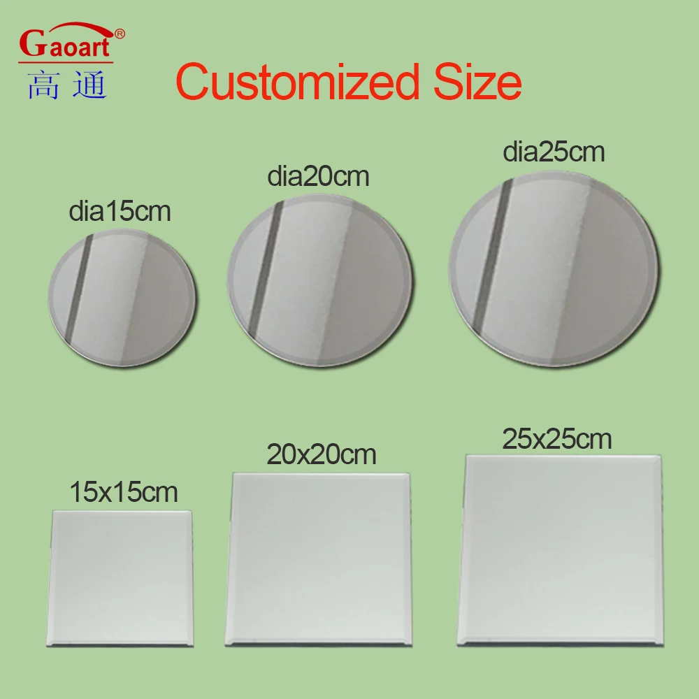 New Listing round Glass Coaster Wall Adhesive Tray with Frameless Inflatable Ball Big Mirror Bathroom Decor for Living Room